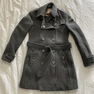 Burberry Brit Gray Wool Coat US4 / UK6
